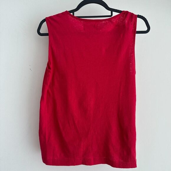 Current Elliott Tank Top Womens XS 0 Red Linen Cotton Elevated Basic Natural - Picture 8 of 10
